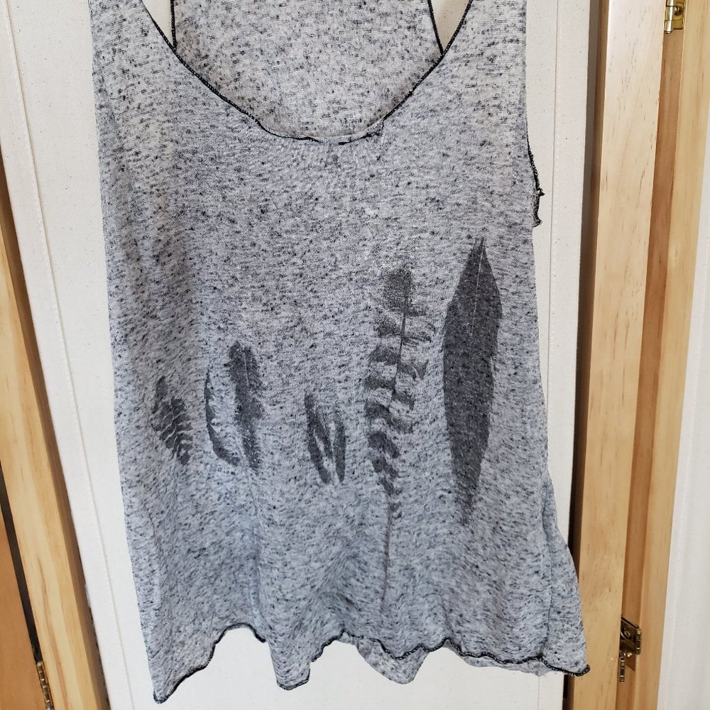 Feather print sheer tank